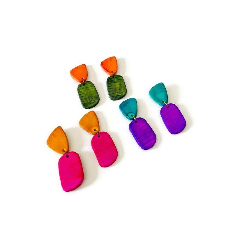 Cute Clip On Earrings Pink & Yellow