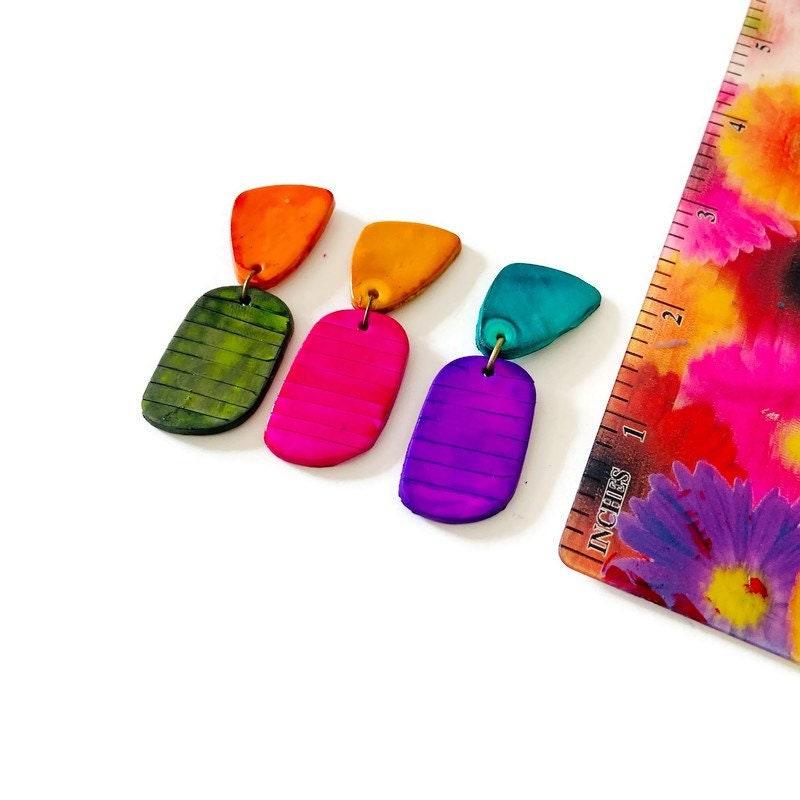 Cute Clip On Earrings Pink & Yellow