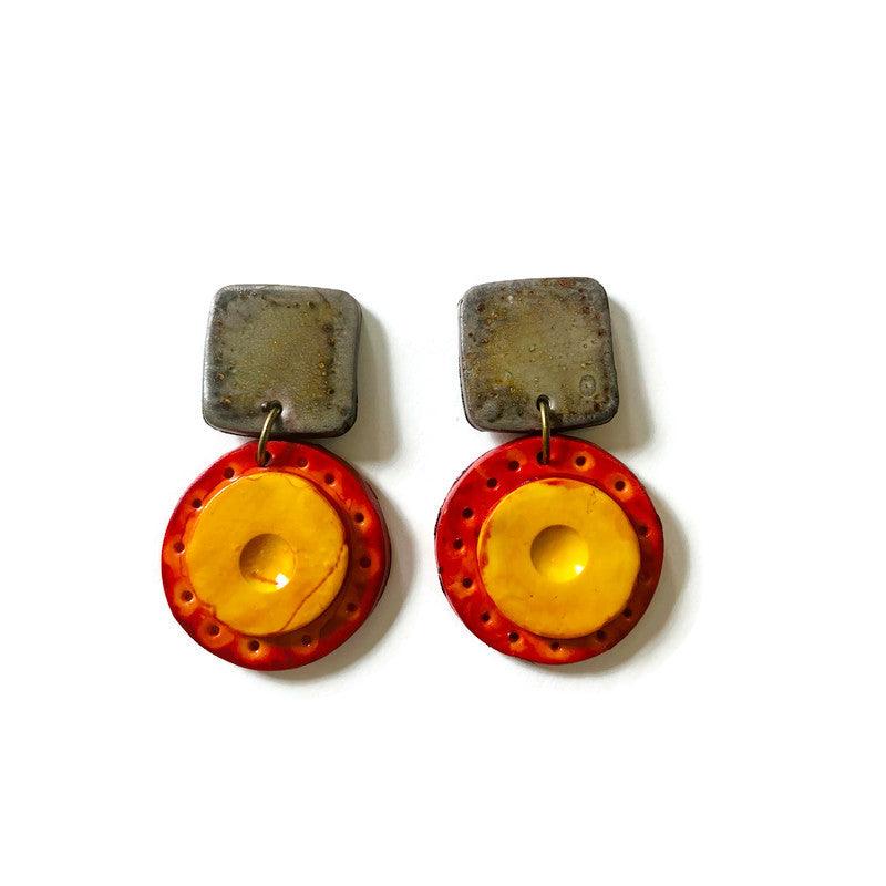 Extra Large Statement Necklace in Burnt Orange, Yellow