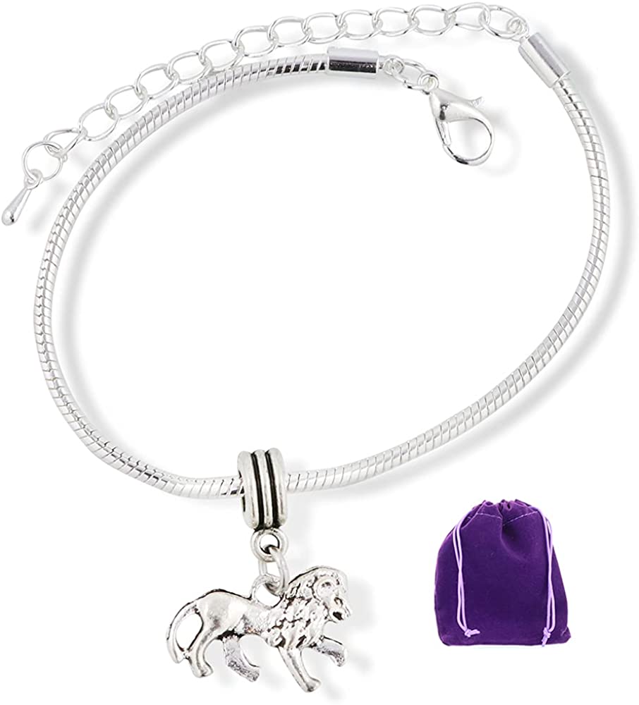 Emerald Park Jewelry Lion Walking Snake Chain Charm Bracelet