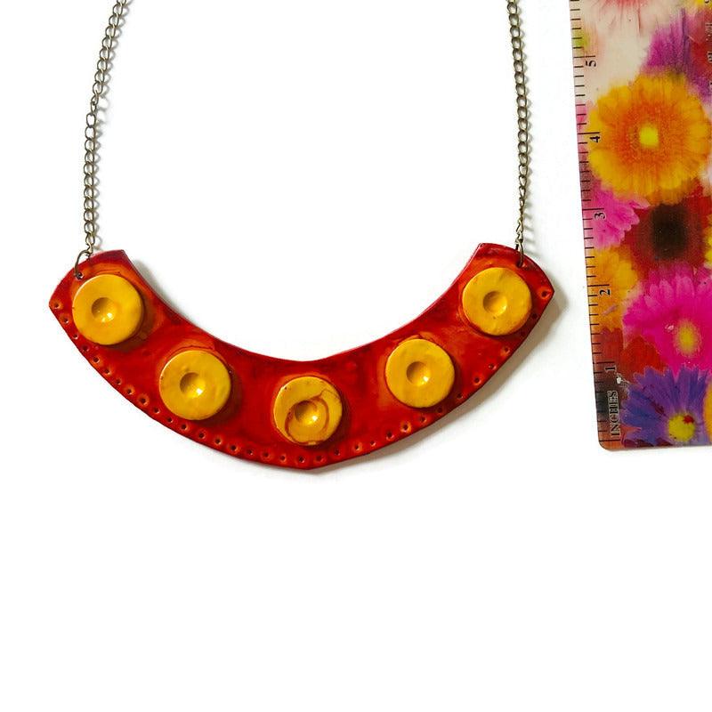 Extra Large Statement Necklace in Burnt Orange, Yellow